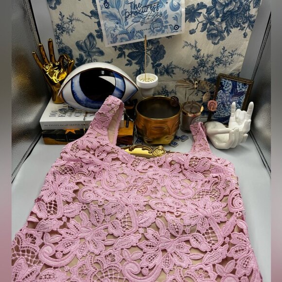 🆕 SELF PORTRAIT 🧿 NWOT Floral Lace Mini Shift Dress, Sz US 4 / UK 8 - Picture 10 of 16